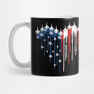 Fighter Jet Airplane American Flag Heart 4Th Of July Mug